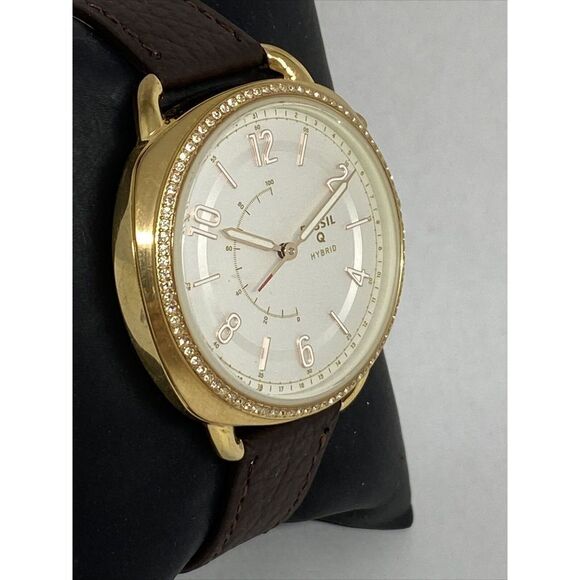 Fossil FTW1208 Women's Brown Leather White Analog Dial Hybrid Smartwatch XX765 - Picture 5 of 12